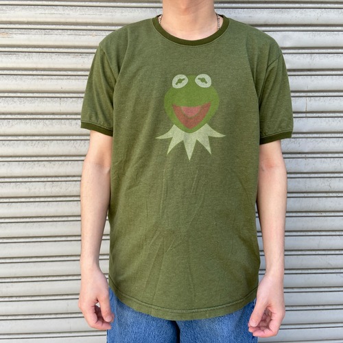 Kermit the Frog カーミット プリントリンガーTシャツ 緑 L