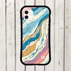 受注生産 iPhoneケース ブルーと金色の地層マーブル｜マーブルアート PABS102C