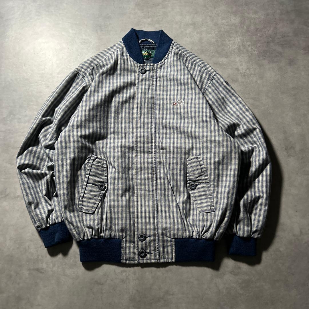 CROCODILE チェック ワンポイントロゴ ジップアップ ブルゾン