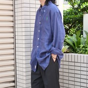 LANDS' END lacrosse embroidery linen shirt