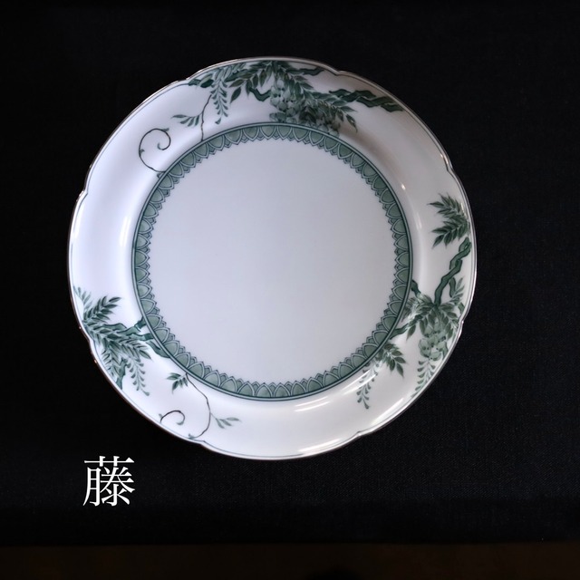 AS 平戸松山窯 プラチナ付クロム六彩花輪花渕プレート皿