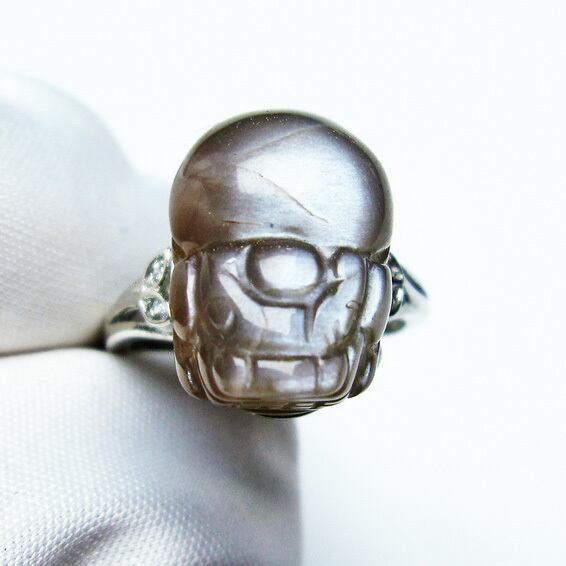 ムーンストーン 指輪 リング 貔貅（ひきゅう） 15号 一点物 メール便送料無料 [M便 1/20] 115-4377