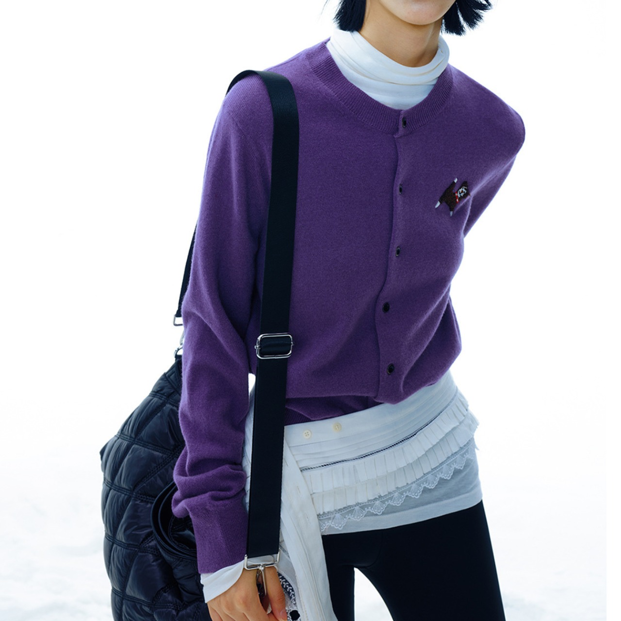 Dog Motif Knit Cardigan T3938