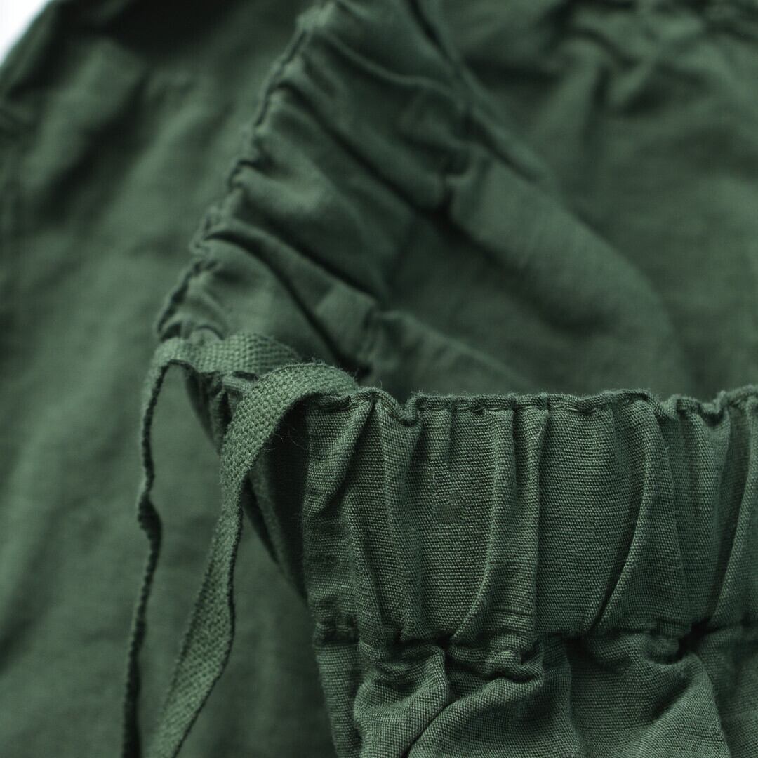 prit プリット コットンリネン交織高密度ウェザーテーパード イージーパンツ・グリーン