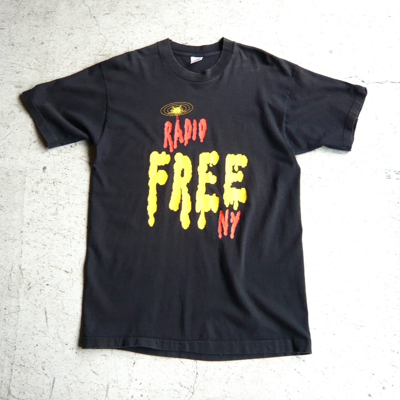 90s NY RADIO FREE ラジオ Tシャツ 企業系