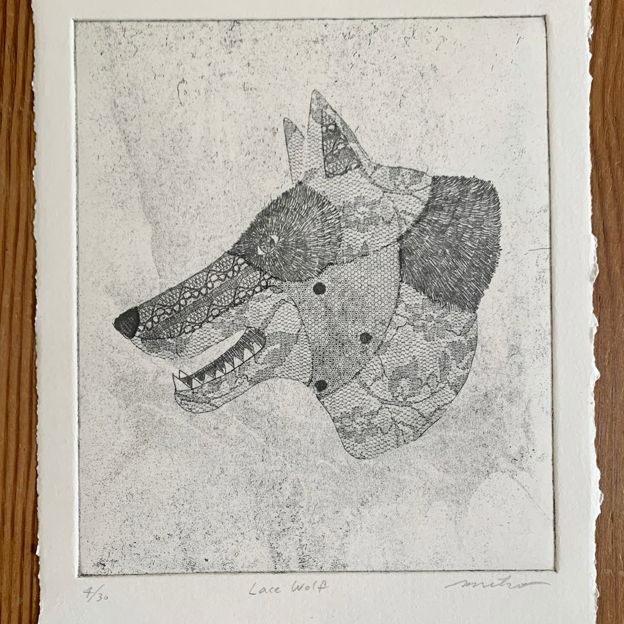 銅版画シート Lace Wolf | ラリーキルト、トライバルラグ、キリム