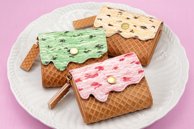 アイスクリームコンパクト財布・カラフルフレーバー（本革製）