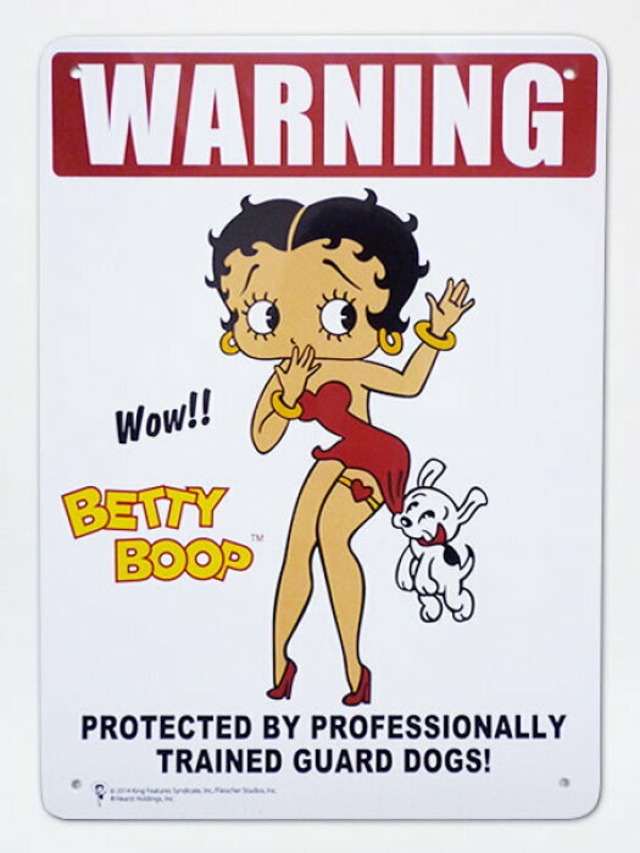 アメリカンオールドキャラクター  ベティちゃん BETTY　BOOP！  看板 店舗用 ベティ・ブープのサインボード 番犬注意 サインプレート メッセージボード アメリカ看板 アメリカン看板 看板 西海岸風 インテリア アメリカン雑貨