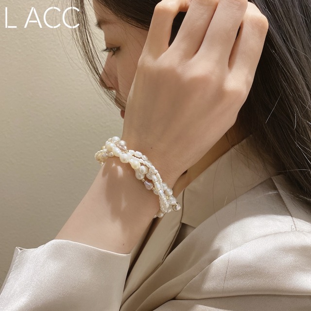 パールブレスレット ナチュラル マルチレイヤー ピュア 真珠 天然 LACC61889635311