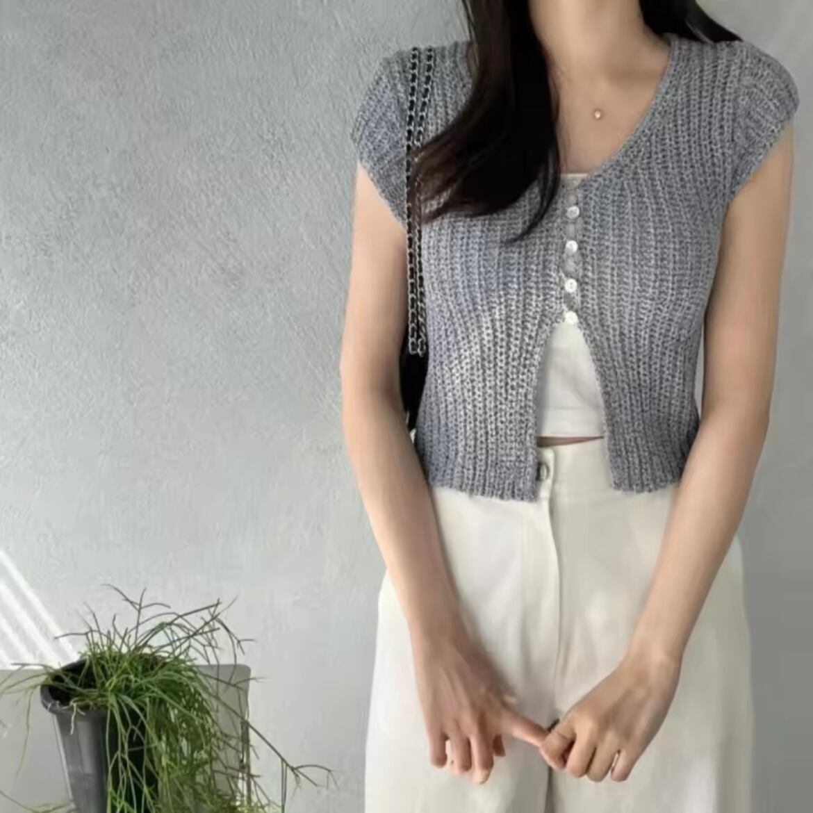 summer knit short sleeve tops