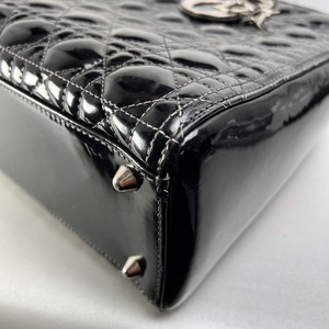 Dior  エナメル  カナージュ  ハンドバッグ ブラック A-12707