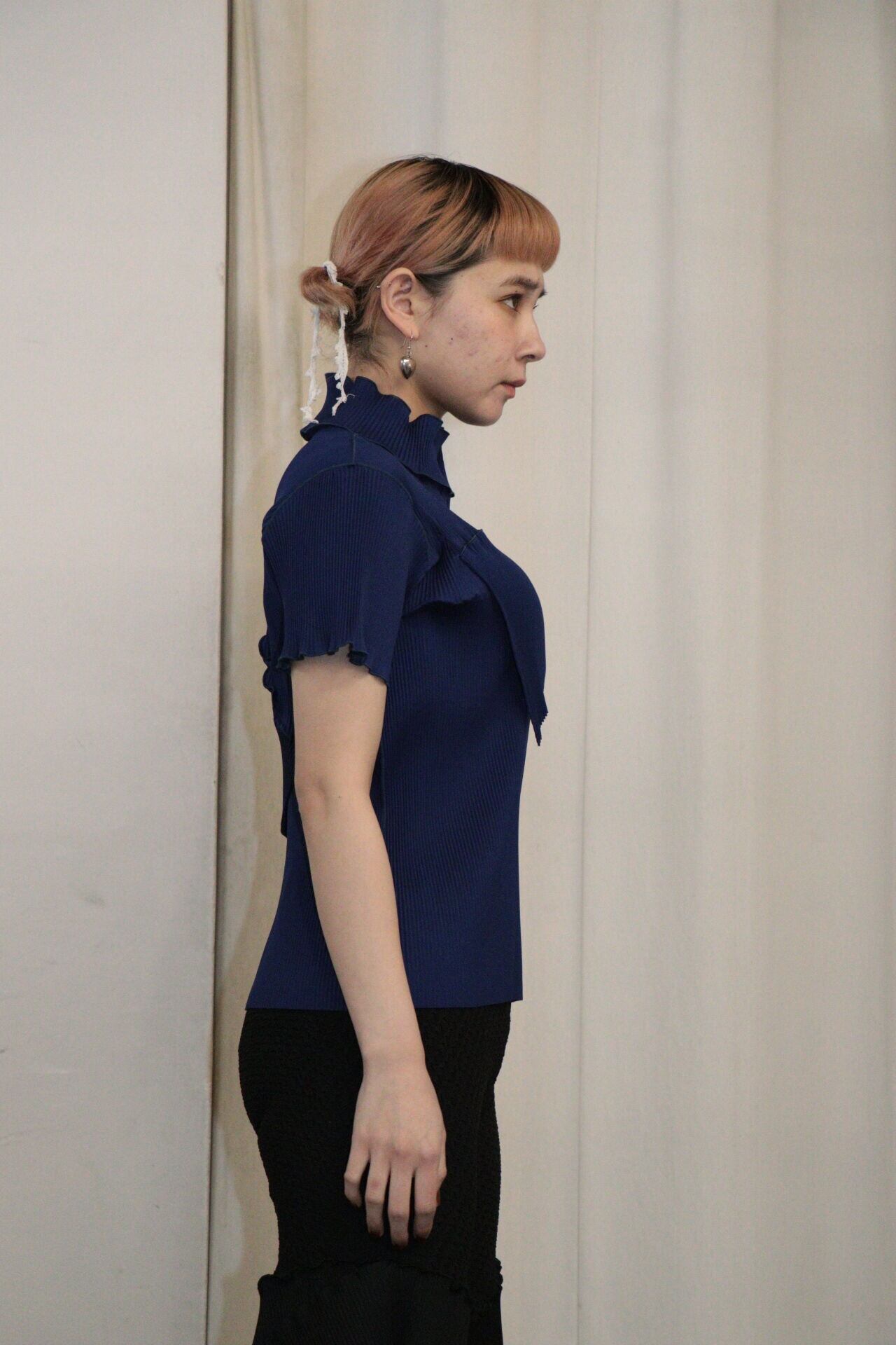 kotohayokozawa Short sleeve top High neck type (NAVY) TD23S-P04