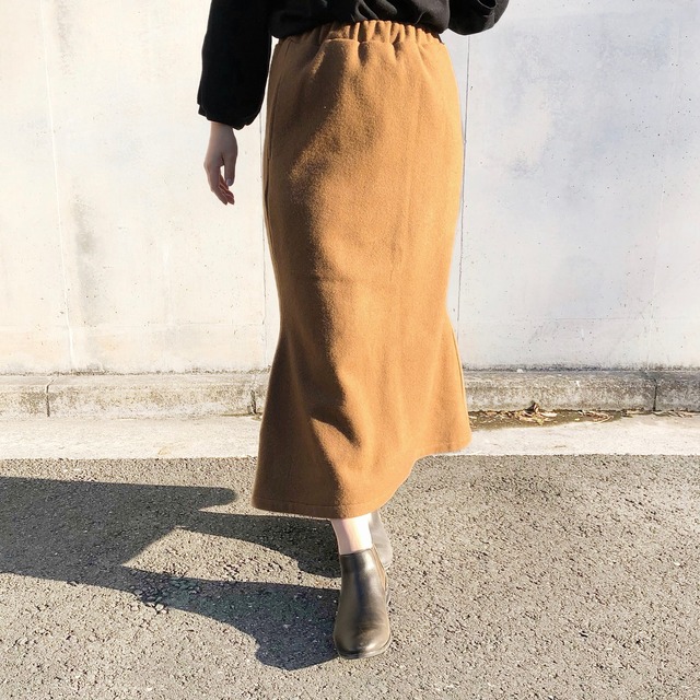 起毛生地で暖かい◎ 歩きやすいボトムス マーメイドスカート｜キャメル｜画像5