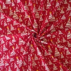 ブロックプリント生地【50cm単位】インド綿  Winter(X'mas Starツリー) 赤 #46510-RD1