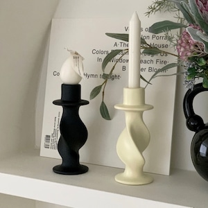 twist wave candle holder 2colors / ツイスト ウェーブ キャンドルホルダー テーパー オブジェ 韓国インテリア雑貨