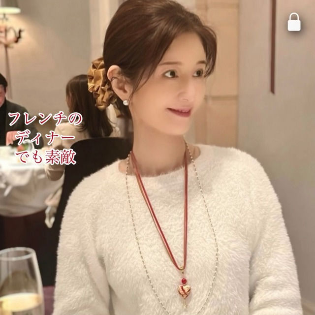 レッド&ゴールドビッグハートネックレス