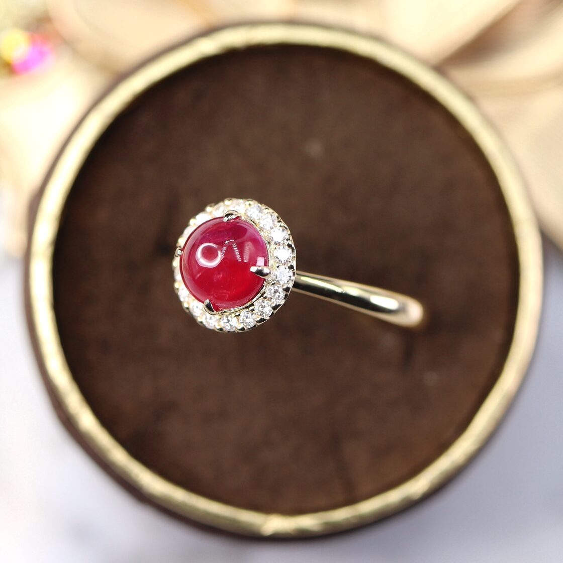 K18YGカボションルビーリング R1.322ct | Pay ID