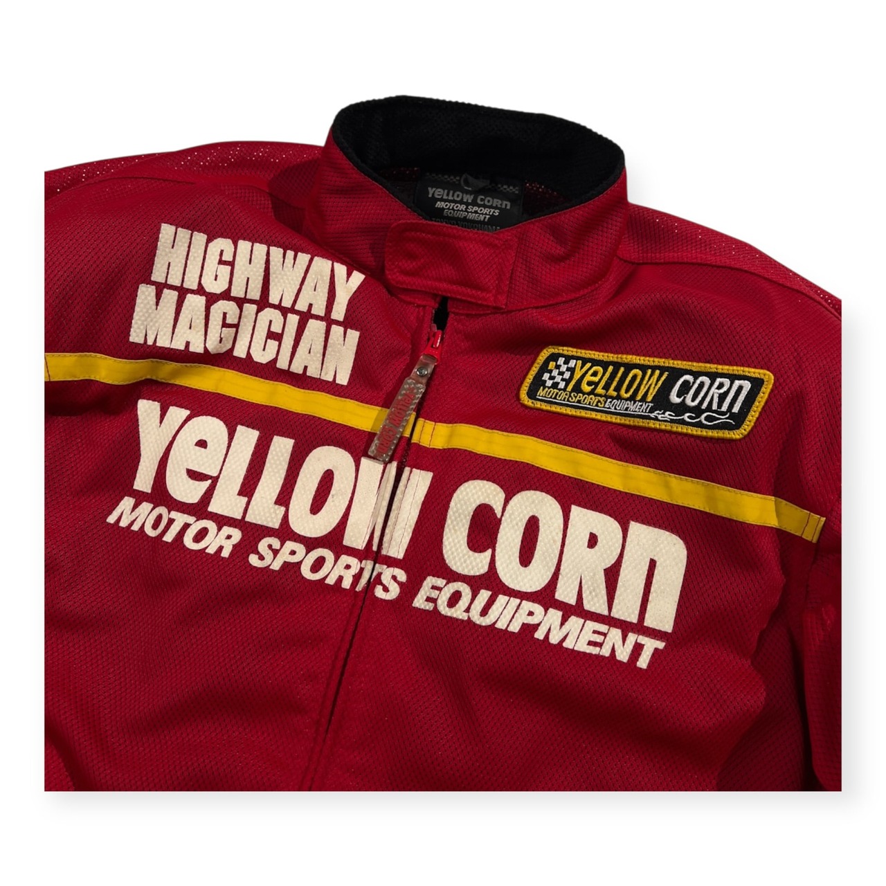 YELLOW CORN イエローコーン メッシュ ライディングジャケット LL /レッド系 HIGHWAY MAGICIAN バイク ウェア プロテクター入り