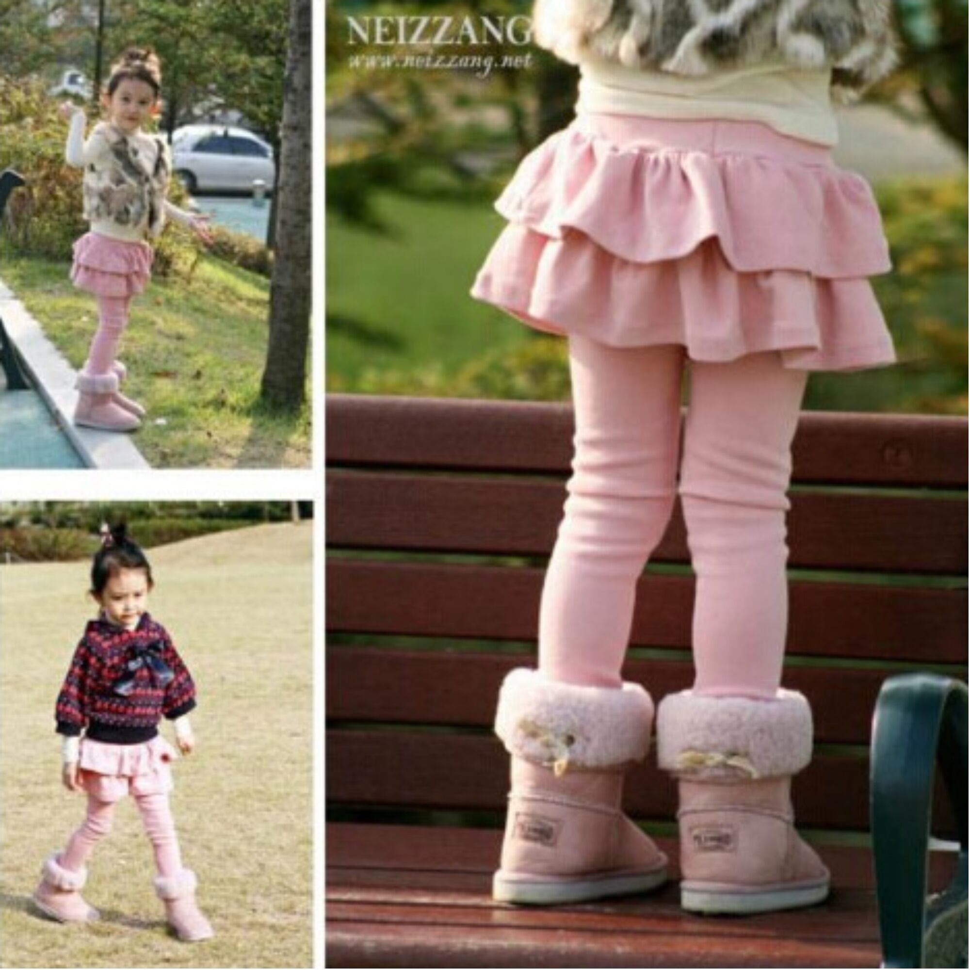 ２段フリルが可愛いスカートレギンス★ピンク