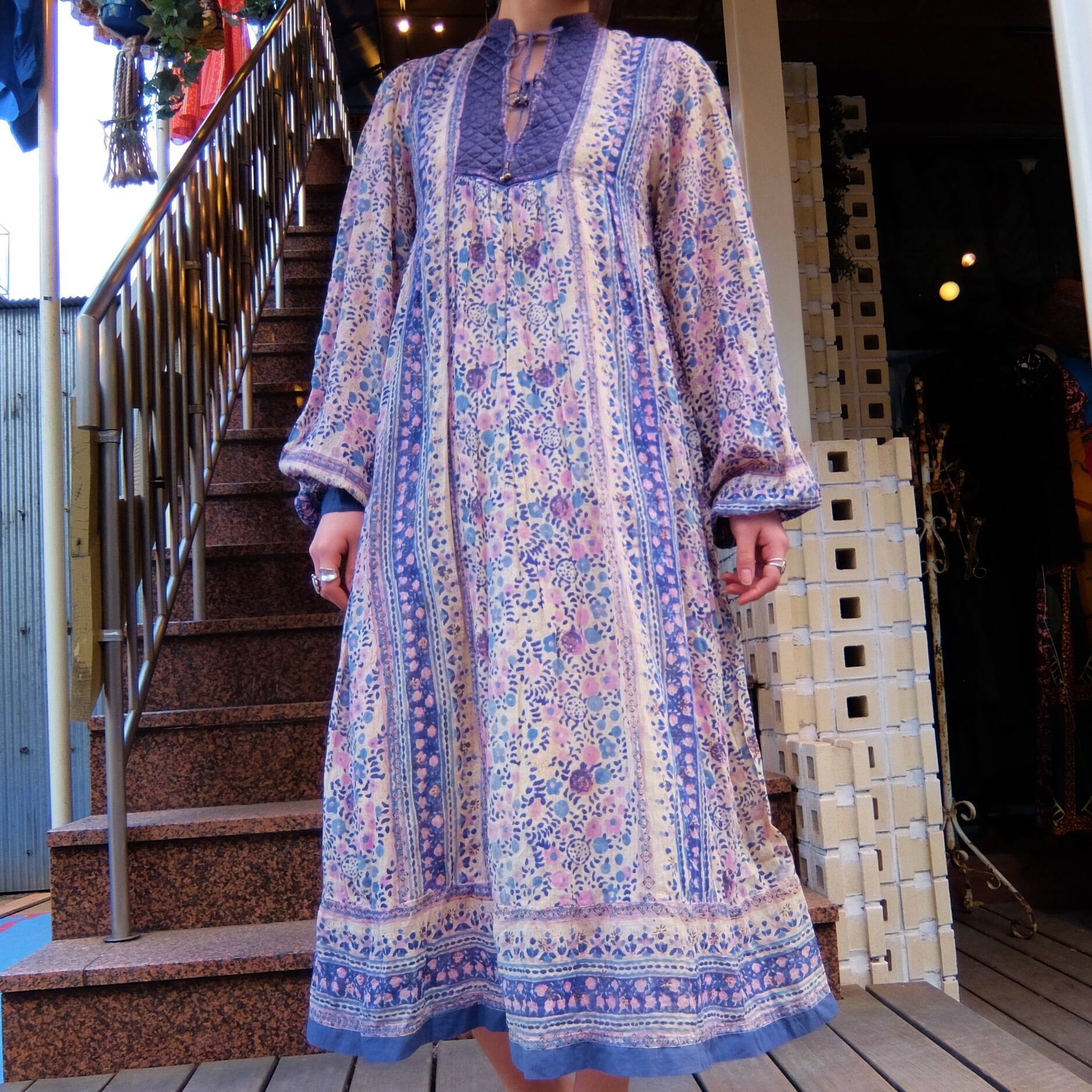 Vintage indian cotton dress／ヴィンテージ インド綿 ドレス BIG TIME ｜ヴィンテージ 古着  BIGTIME（ビッグタイム）