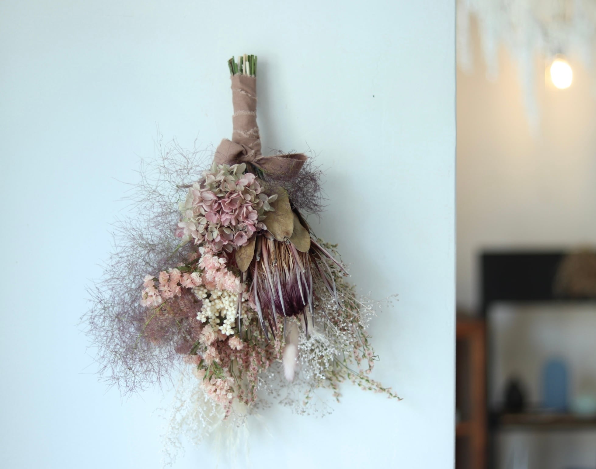 くすみピンク ブーケ スワッグ
