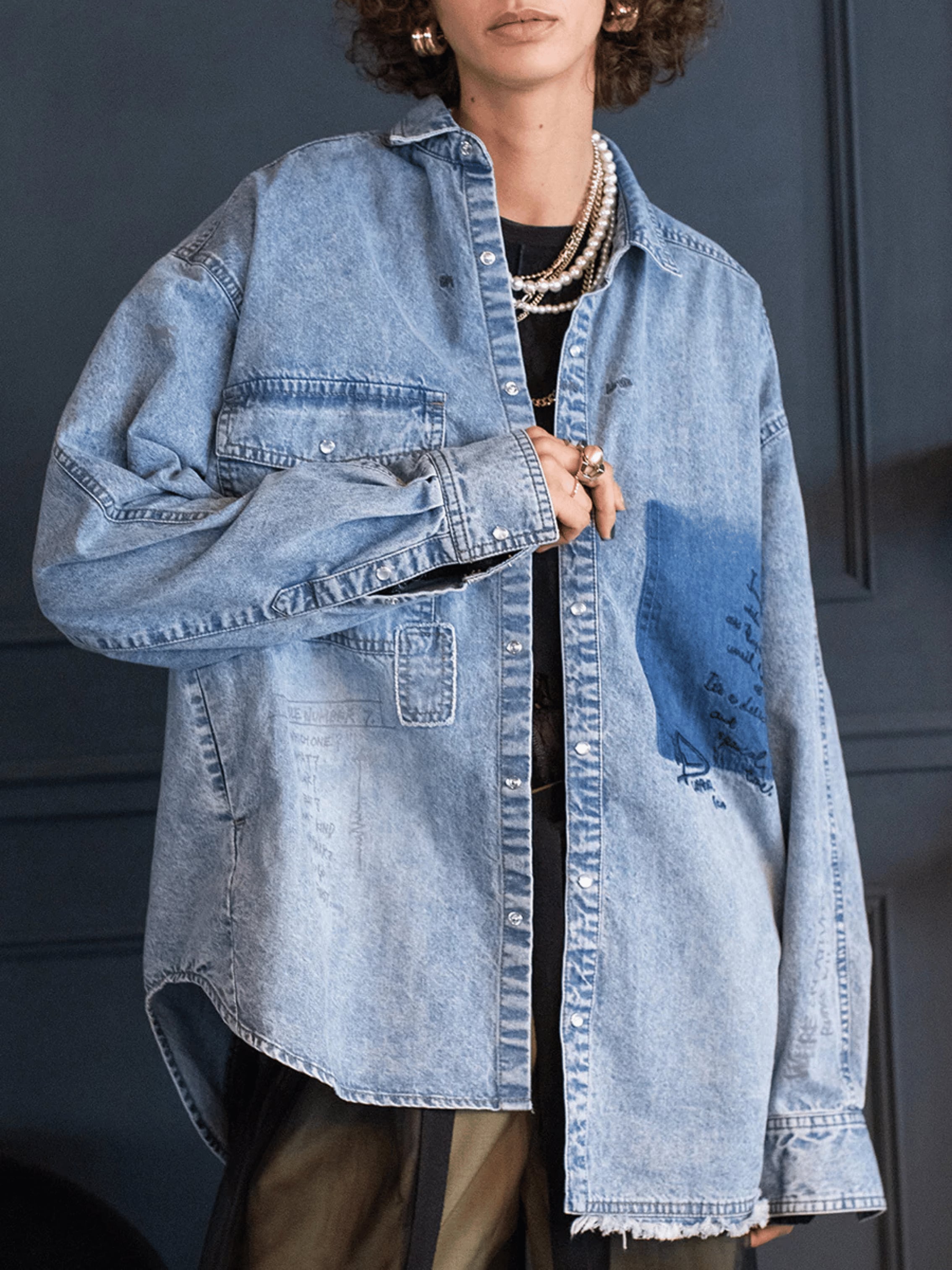 GRAFFITI DENIM SHIRT ライトブルー
