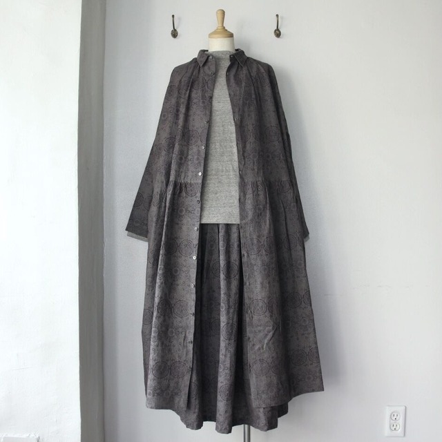 ichiAntiquités 　Linen AZUMADAKI Flocky Lace Shirt Dress（リネン東炊きフロッキーレースシャツドレス）