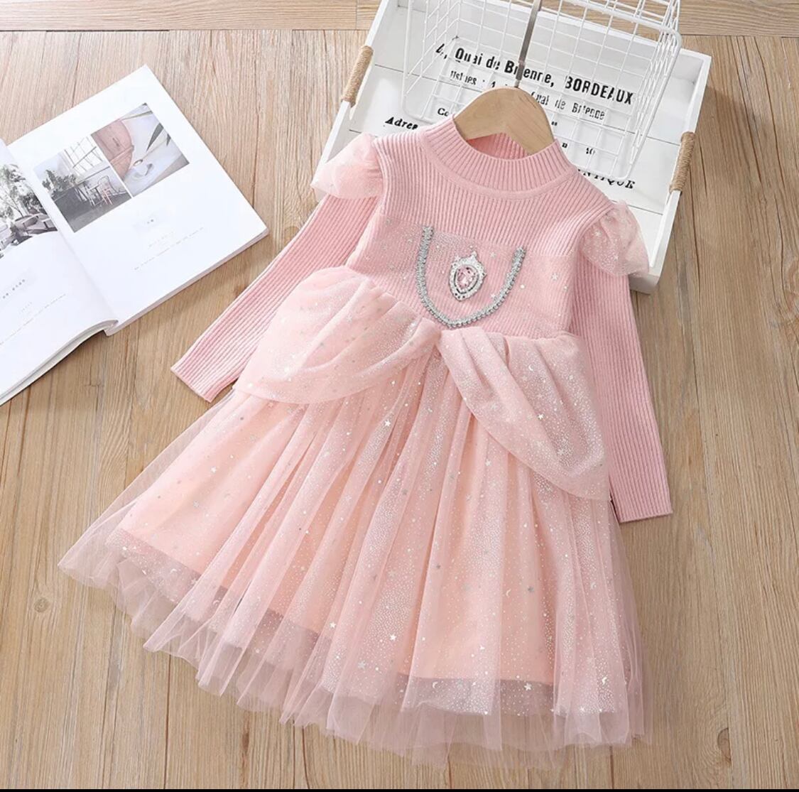 プリンセスニットドレス》》》》》女の子 お誕生日 バースデー ワンピース 海外子供服 キッズ プチプラ 秋冬
