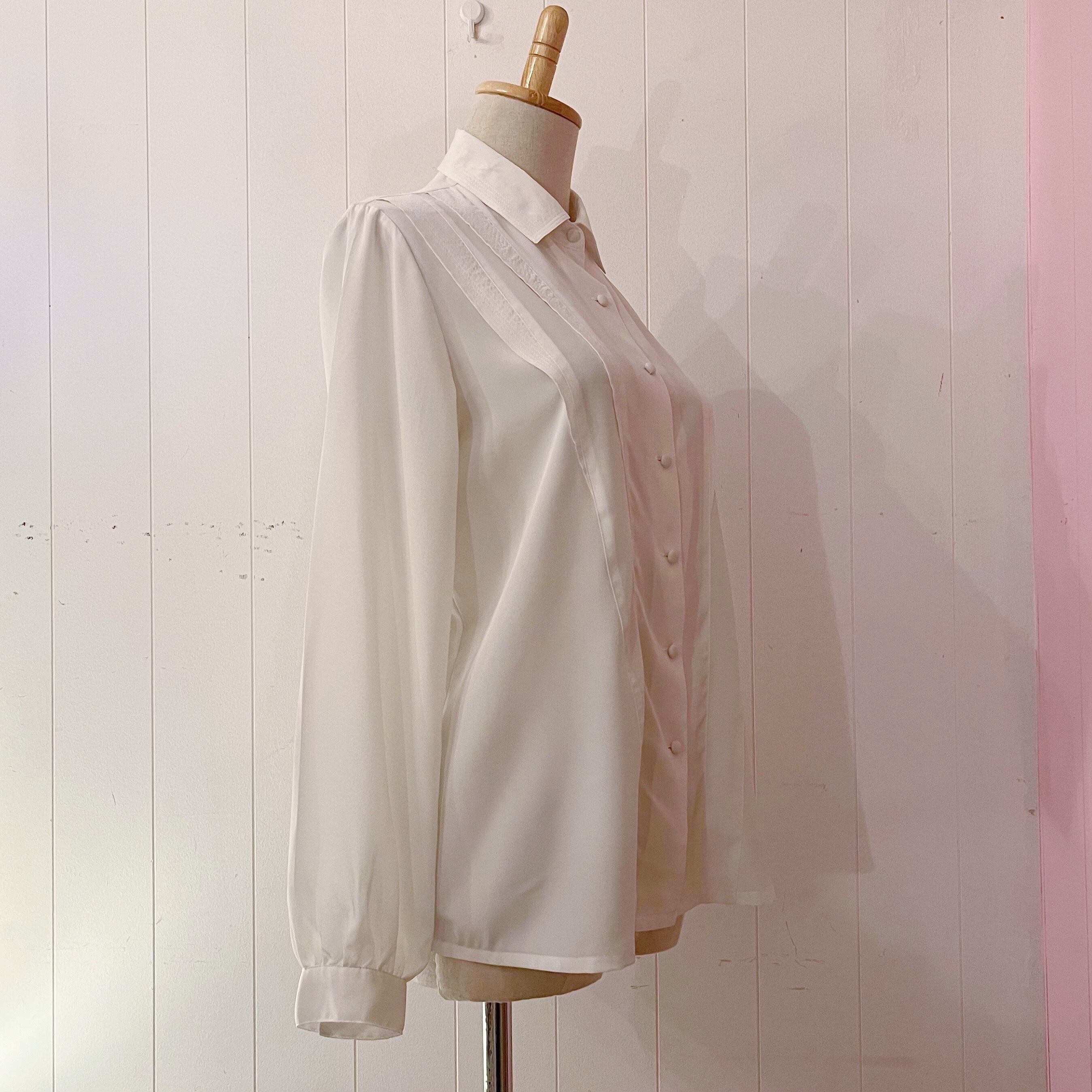 shoulder tuck white blouse