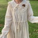 Wレースカラー花刺繍ロングワンピース ・12050