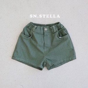 【SN,STELLA】ステッチデニムショートパンツ グリーン XS80cmのみ