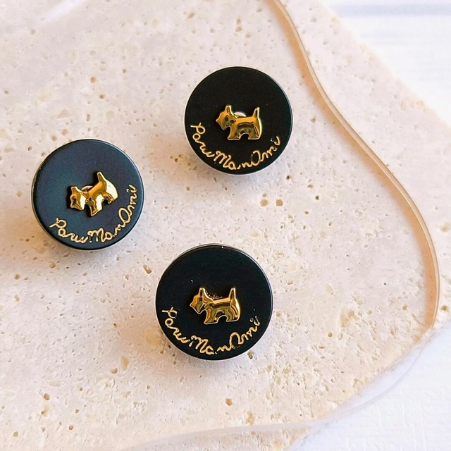 子犬ボタン(ブラック) 15mm シャンクボタン インポート 輸入