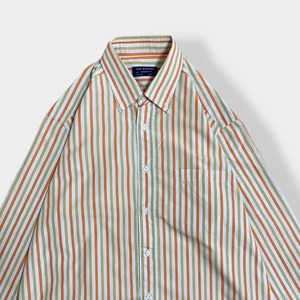 【SIR BONSER】イタリア製 ストライプシャツ ボタンダウン マルチカラー 長袖シャツ カジュアルシャツ L ビッグサイズ 春物 MADE IN ITALY ヨーロッパ古着 EU古着