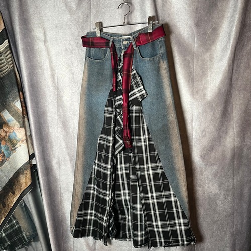 remake shirt denim rap skirt