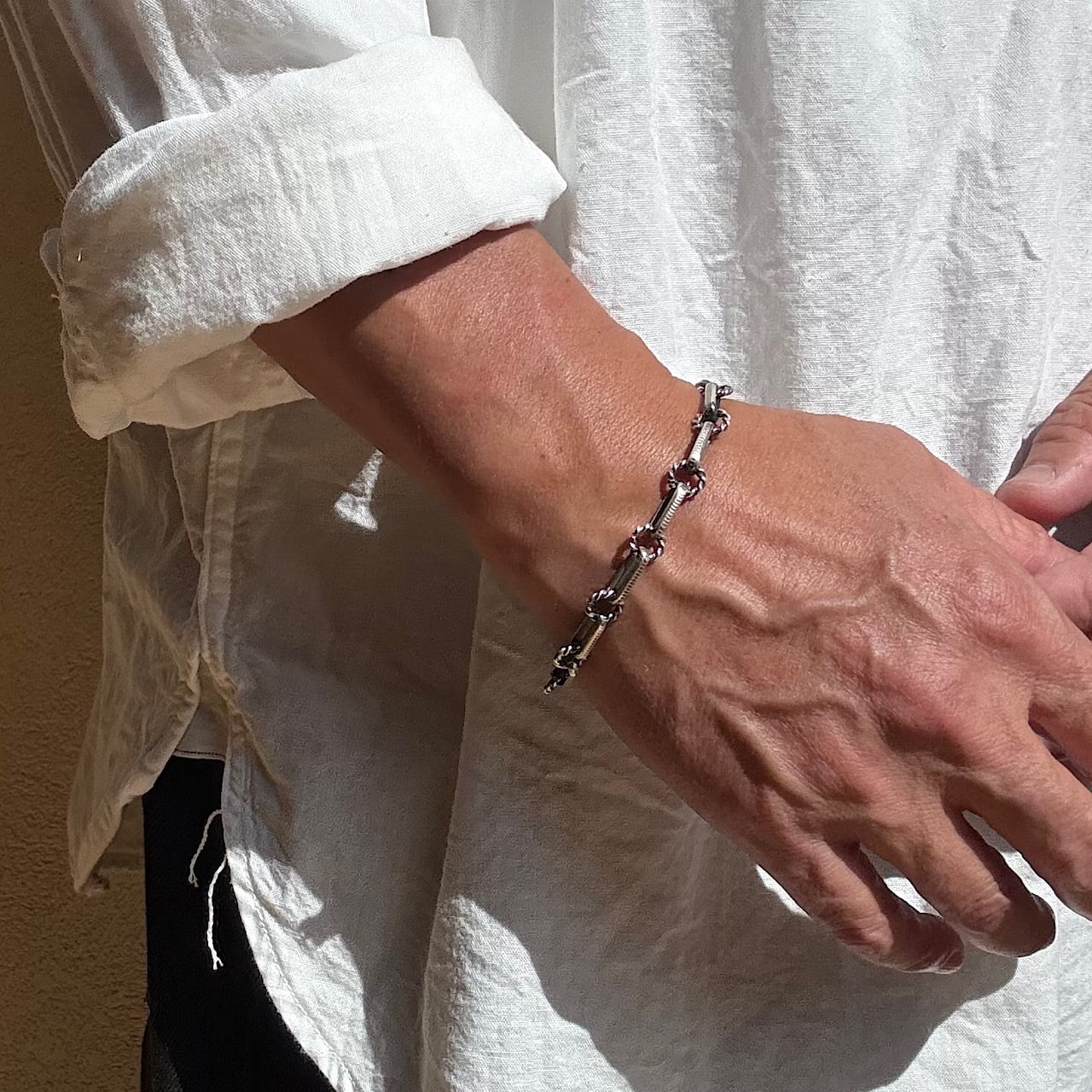 Navajo Chain Bracelet （Half Round Stamped Link） Size M ナバホ