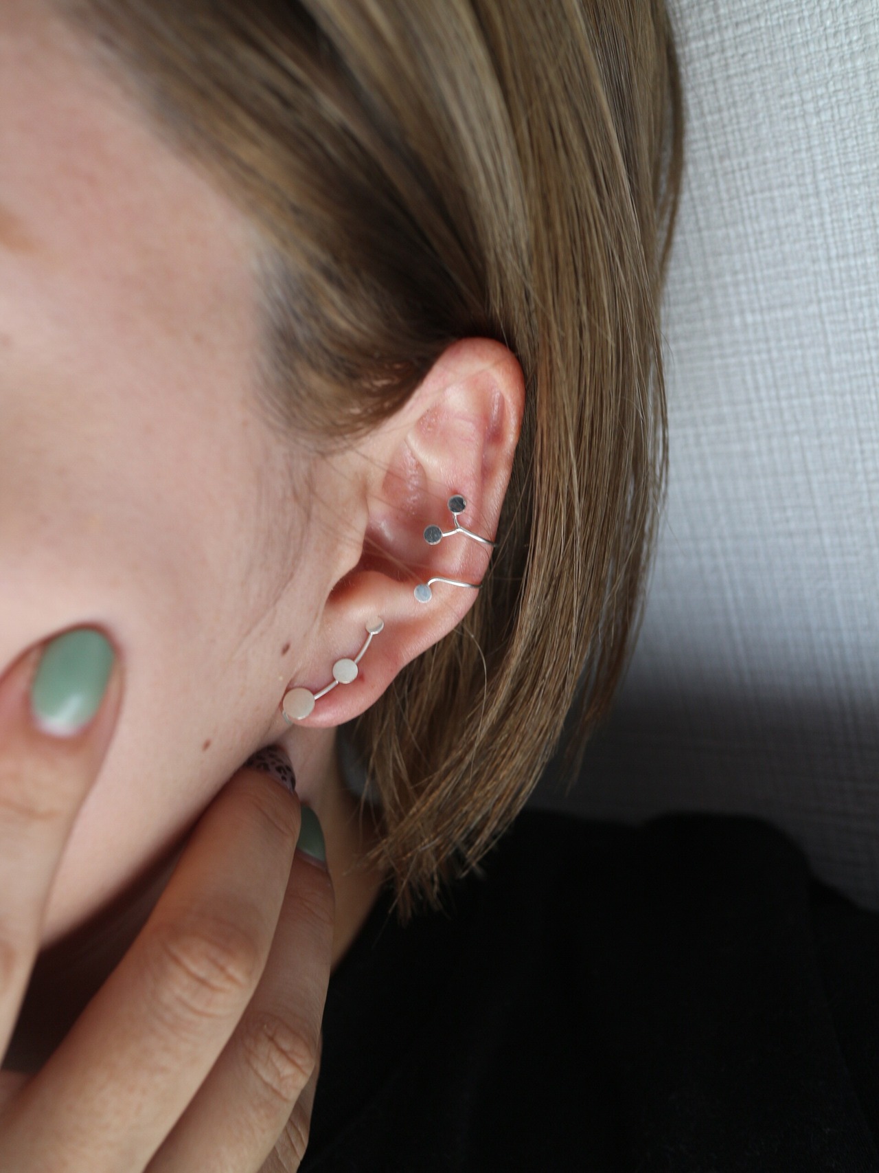 3連まるシルバーイヤーカフ