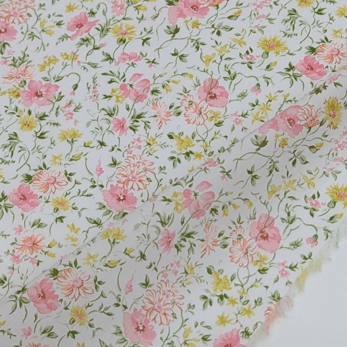 リバティ・ファブリックス オーガニックタナローン Beatrice ベアトリス ピンク/イエロー 約108×50cm