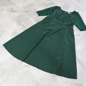 フラダンス 衣装 ALOHA STANDARDS アロハスタンダード ワンピース ドレス グリーン系 レース シンプル 日本製 緑 かわいい 上品 ゆったり 花 花柄 ダンス衣装 イベント ステージ おしゃれ 落ち着いた色 ハワイアン アロハ