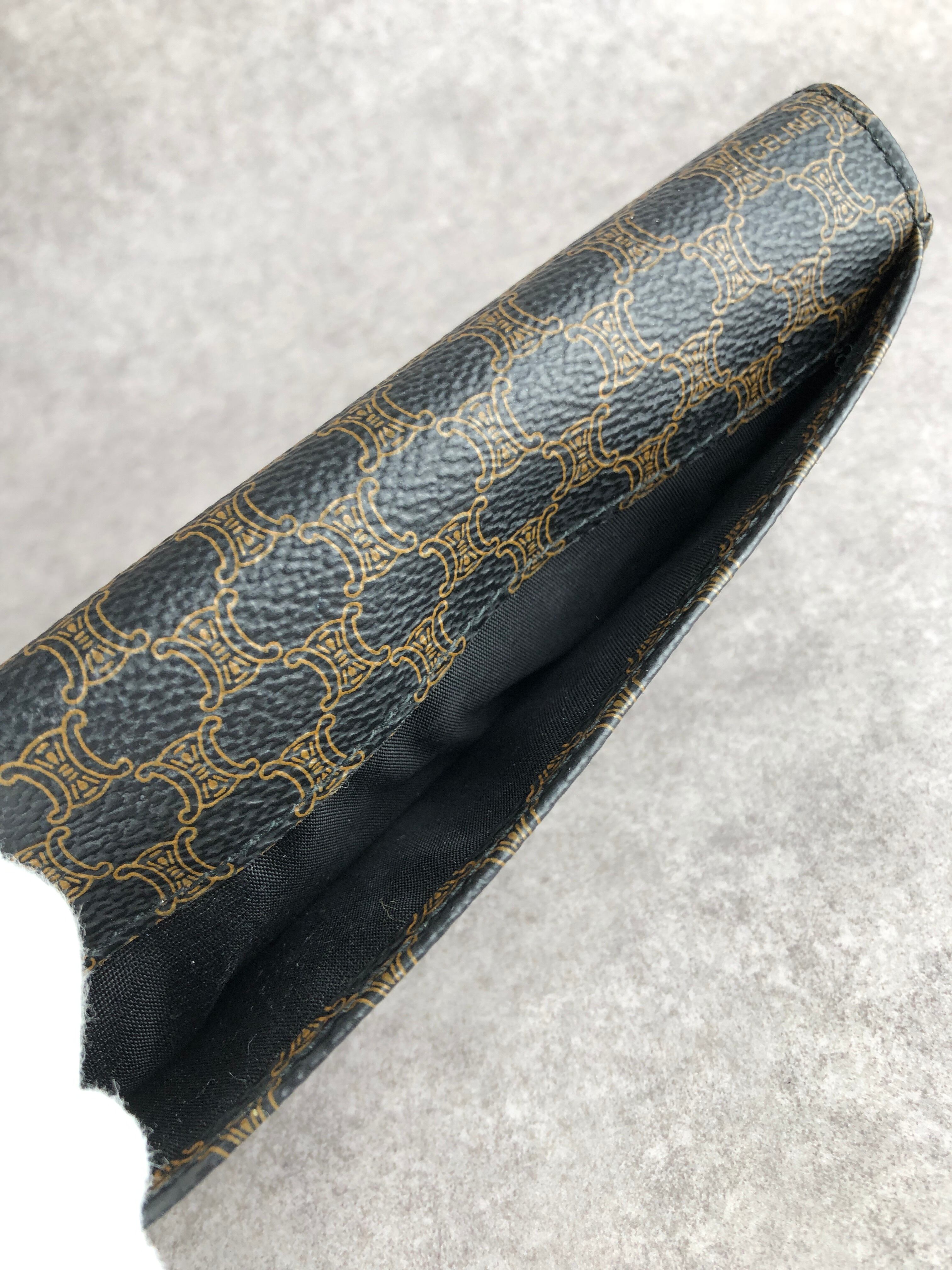 CELINE セリーヌ マカダム 財布 ブラック PVC レザー 長財布 vintage