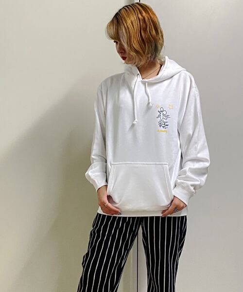 THRASHER×KeithHaring (スラッシャー×キース・ヘリング) コラボ パーカー ホワイト KH-TH2114