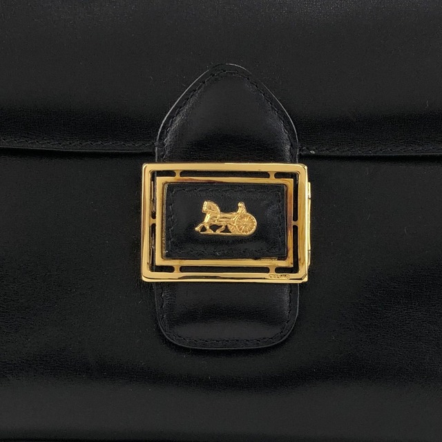 CELINE セリーヌ ショルダーバッグ ブラック ホースキャリッジ レザー 馬車 vintage ヴィンテージ オールド jf3dgf