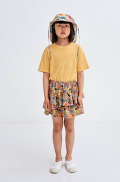 〈 REPOSE AMS 24SS 〉ruffle skirt / graphic colorblock