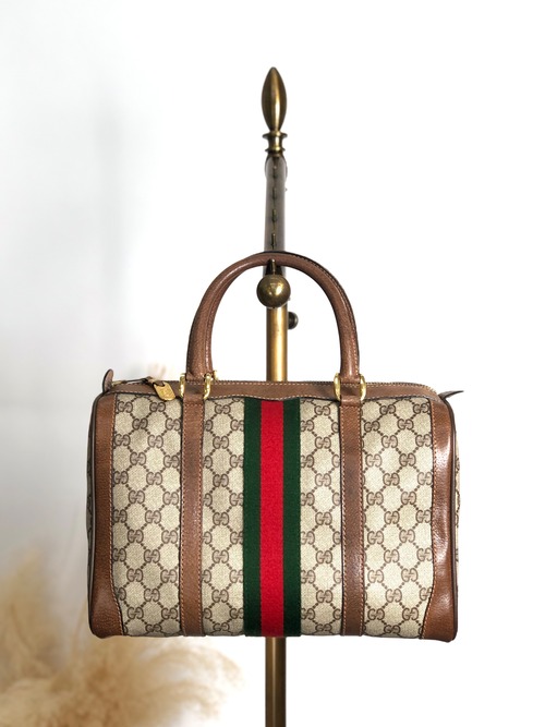 GUCCI グッチ シェリーライン GG ハンドバッグ ブラウン キャンバス ミニボストン vintage ヴィンテージ オールド wub827