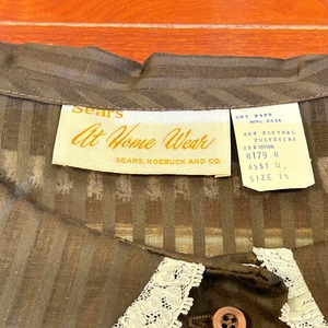60's70's "SEARS" brown lace dress with belt【dead stock】