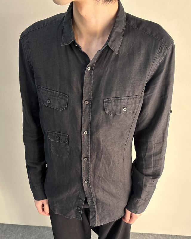 【BLACK BARRETT by Neil Barrett】linen work shirt