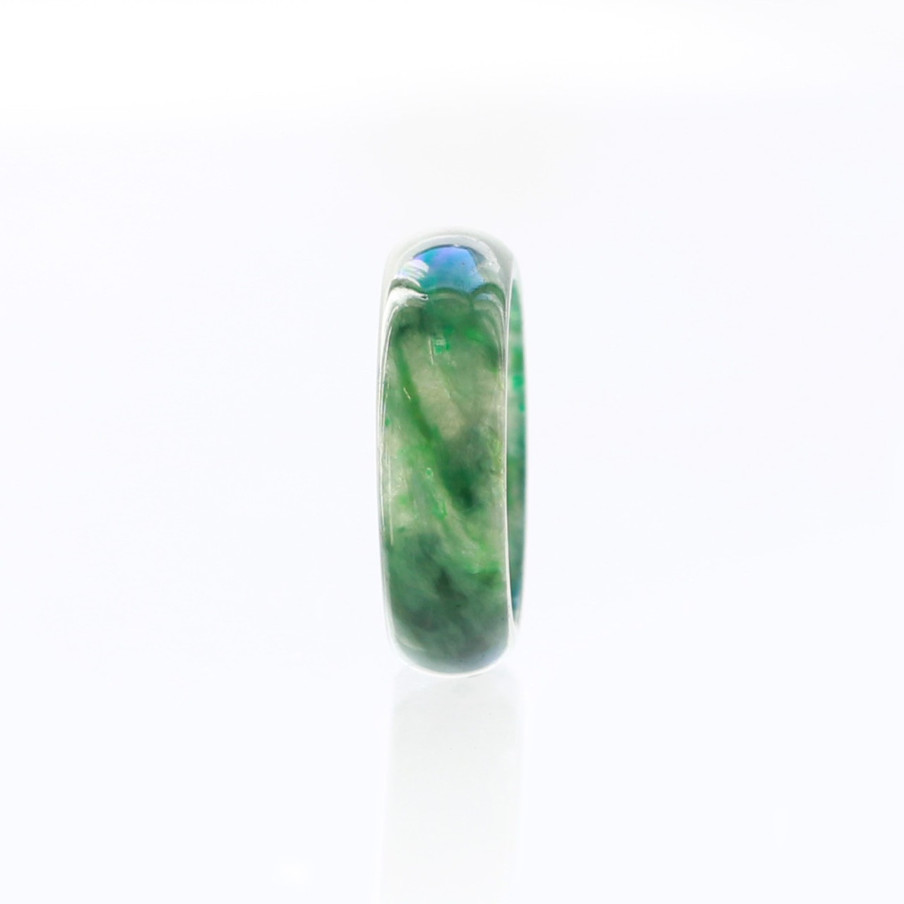 【17.5号】天然翡翠リング くり抜き甲丸リング A貨翡翠 jd_rg1183