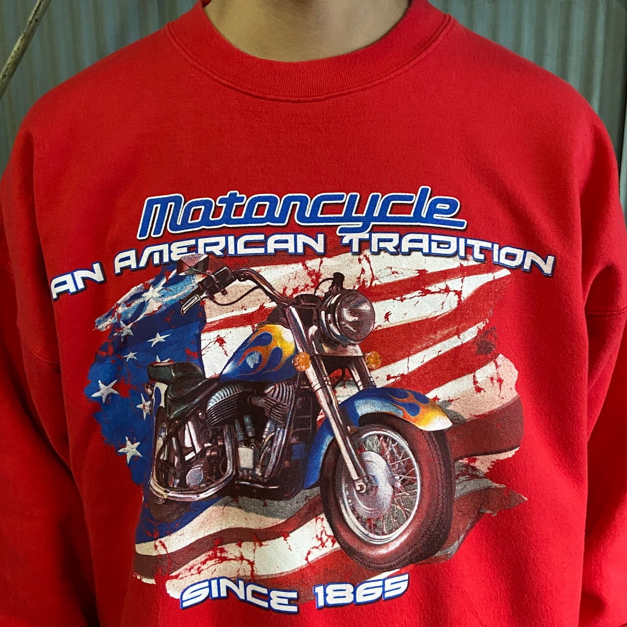 Hanes バイク モーターサイクル プリント スウェットシャツ メンズXL 