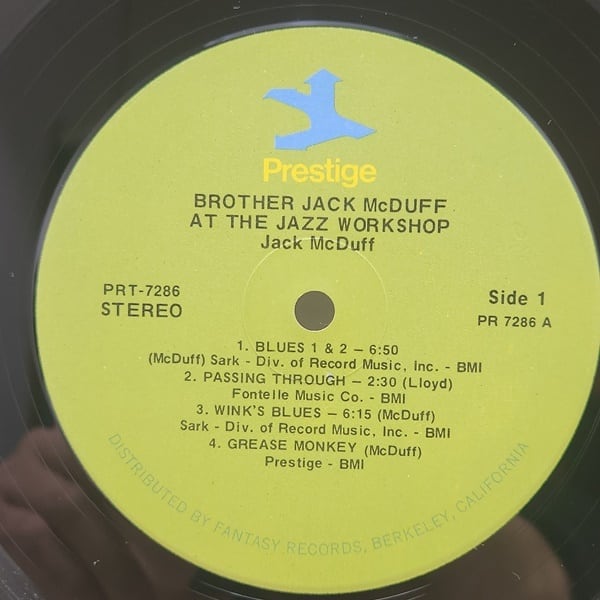 The Brother Jack McDuff Quartet / Brother Jack At The Jazz Workshop Live! [PR 7286, PRT-7286] - 画像3