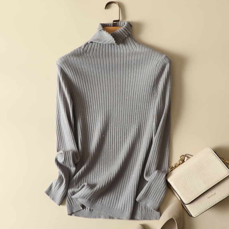 Lamé turtleneck rib knit TO0670