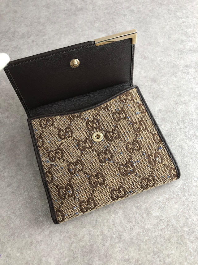 GUCCI グッチ GGキャンバス 財布 ベージュ ジャガード ネップ Wホック vintage ヴィンテージ オールド phhryh